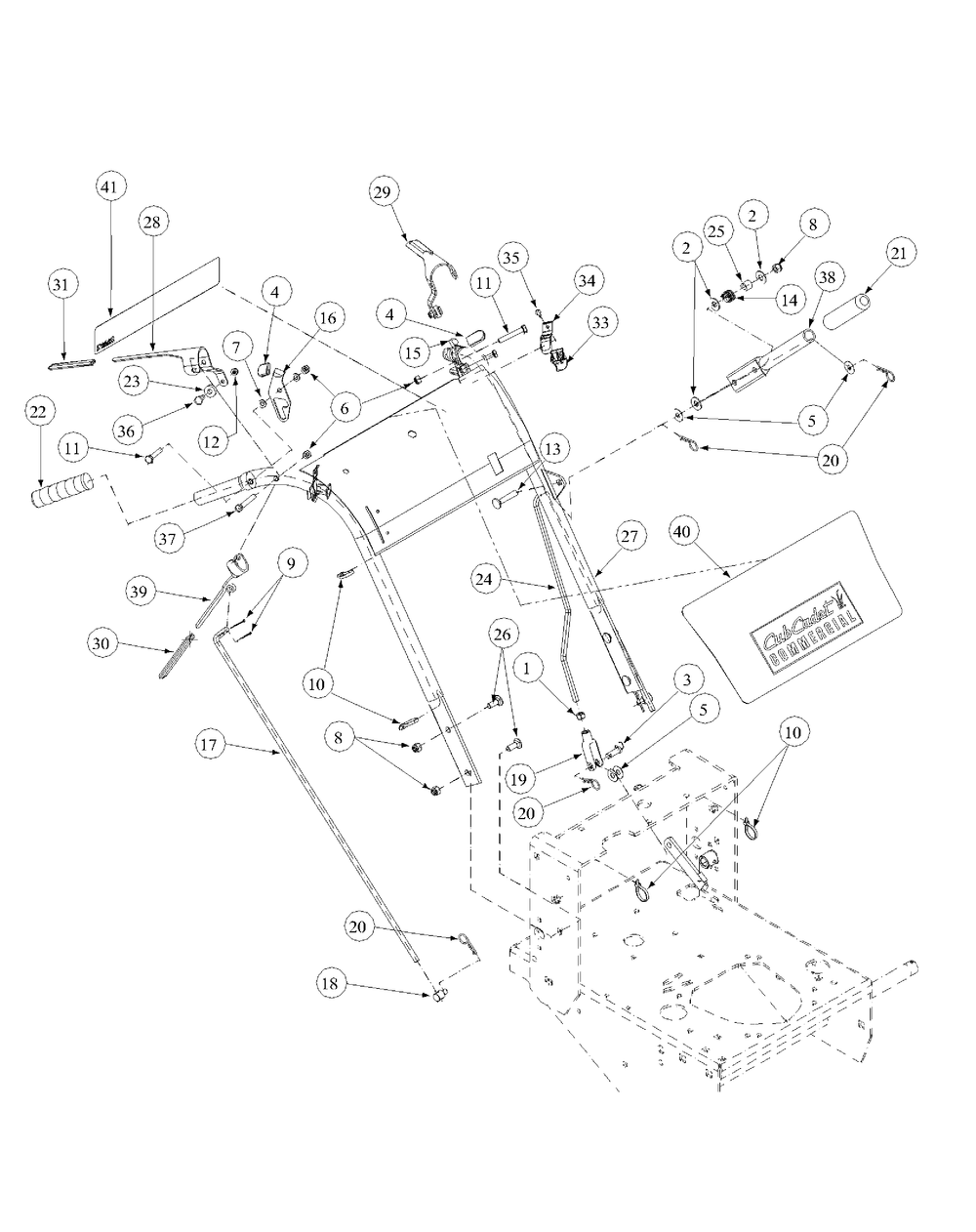 Handle Assembly Diagram and Parts List for G1432 55AD231Q150-WAM Cub Cadet Lawn Mower